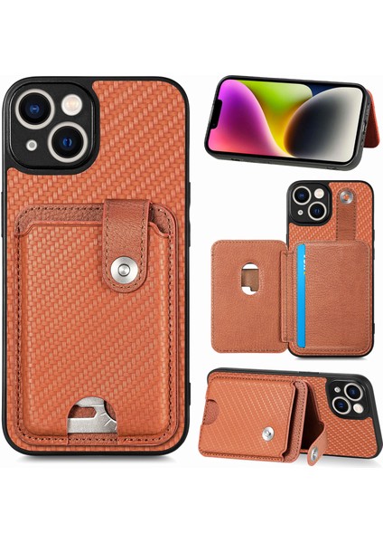 iPhone 15 Plus Için Karbon Fiber Doku Kılıf Kart Bıçağı Alet-Kahverengi ile Darbeye Dayanıklı Telefon Kapağı (Yurt Dışından) fiyatları