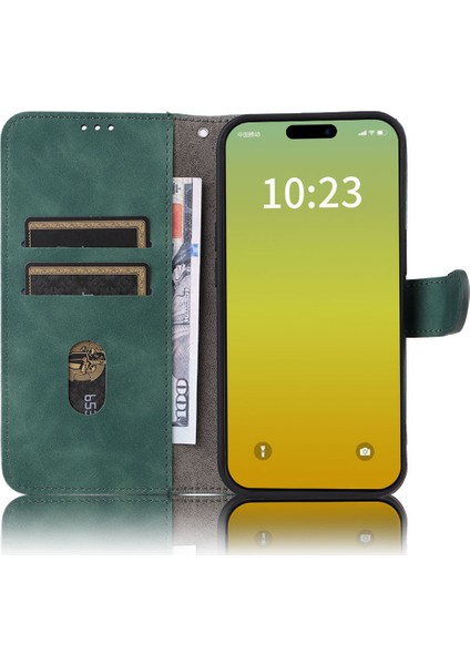 Iphone 15 Plus Pu Deri Cüzdan Kılıfı Stand Cilt Dokunma Koruyucu Telefon Kapak Yeşil (Yurt Dışından)