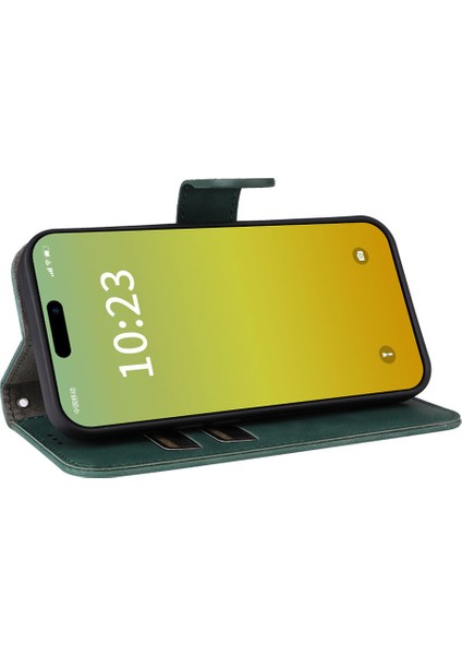 Iphone 15 Plus Pu Deri Cüzdan Kılıfı Stand Cilt Dokunma Koruyucu Telefon Kapak Yeşil (Yurt Dışından)