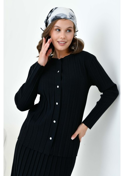 Kadın Pileli İkili Takım Siyah 20680 modelleri