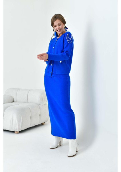 Kadın Kol Detaylı İkili Takım Saks Mavi 20721 fırsatları