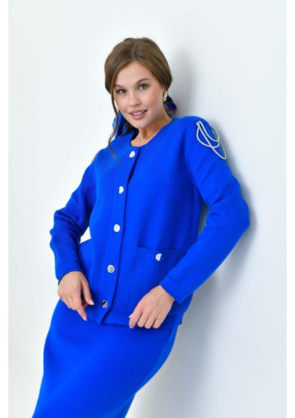 Kadın Kol Detaylı İkili Takım Saks Mavi 20721 indirimleri