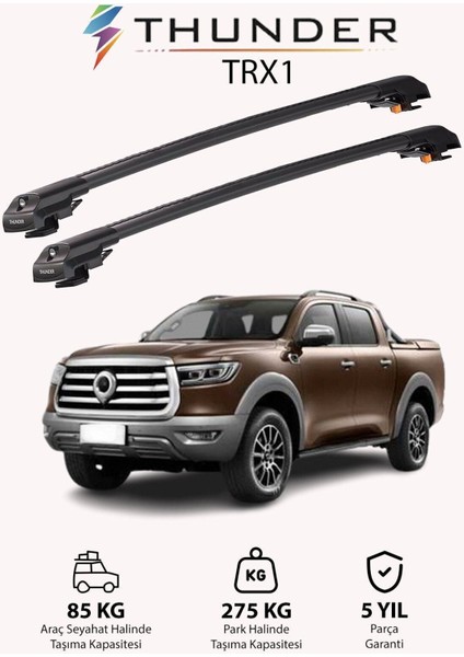Great Wall Poe 2019-SONRASI Trx1 Thunder Carrier Kilitli Ara Atkı Taşıyıcı Tavan Barı Siyah