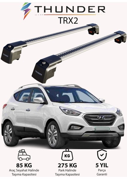 Hyundaı Ix-35 2010-2015 Trx2 Thunder Carrier Kilitli Ara Atkı Taşıyıcı Tavan Barı Siyah