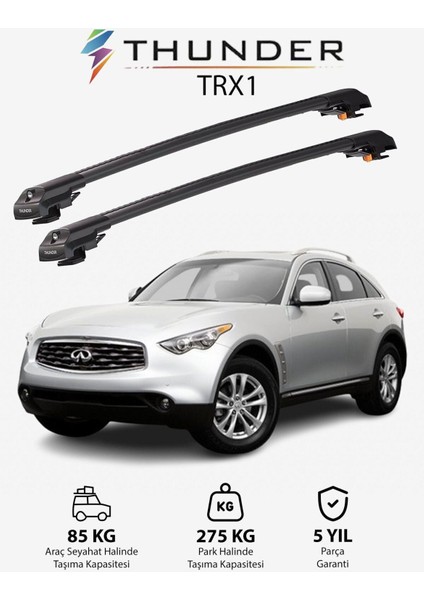 Infınıtı Fx 2008-SONRASI Trx1 Thunder Carrier Kilitli Ara Atkı Taşıyıcı Tavan Barı Siyah