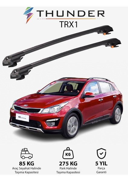Kıa Kx Cross 2017-2022 Trx1 Uyumlu Thunder Carrier Kilitli Ara Atkı Taşıyıcı Tavan Barı Siyah