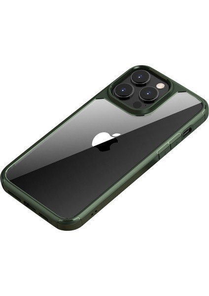 Iphone 14 Pro 6.1 Inç Yumuşak Tpu Tampon Sabit Pc Geri Kılıf Damla Koruma Koruma Telefon Kapak Yeşil (Yurt Dışından)