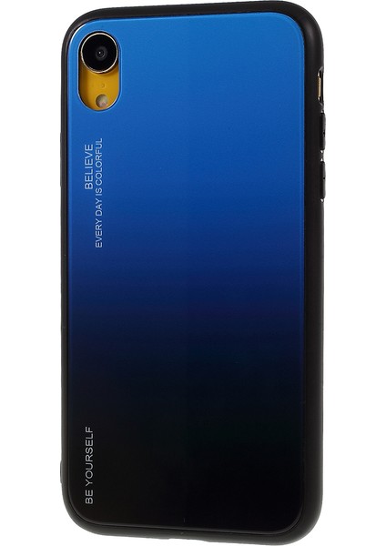 Gradyan Renk Cam+Pc+Tpu Iphone Xr-Blue/siyah Için Telefon Kılıfı (Yurt Dışından)