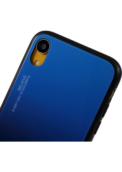 Gradyan Renk Cam+Pc+Tpu Iphone Xr-Blue/siyah Için Telefon Kılıfı (Yurt Dışından)