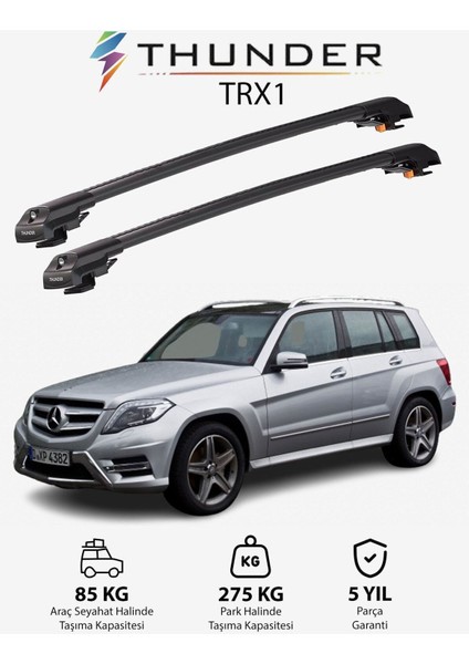 Mercedes-Benz Glk-Class 2009-2015 Trx1 Thunder Carrier Kilitli Ara Atkı Taşıyıcı Tavan Barı Siyah