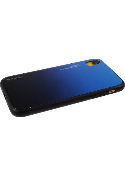 Gradyan Renk Cam+Pc+Tpu Iphone Xr-Blue/siyah Için Telefon Kılıfı (Yurt Dışından)