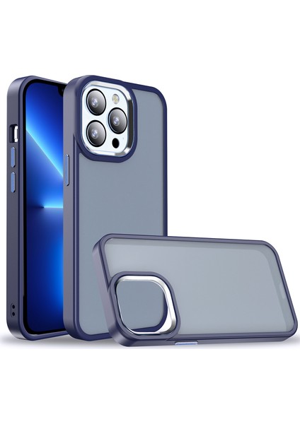 Iphone 13 Pro Max Telefon Kılıfı 6.7 Inç Çarpışma Karşıtı Mat Cilt Touch Hisset Metal Düğmeleri+Lens Çerçevesi Yumuşak Tpu Sert Pc Hücre Sapfire (Yurt Dışından)
