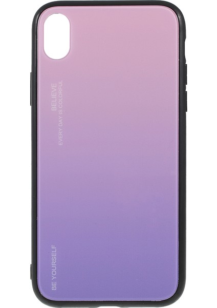 IPhone Xr-Pink/mor Için Gradyan Renk Cam+Pc+Tpu Telefon Kılıfı (Yurt Dışından)