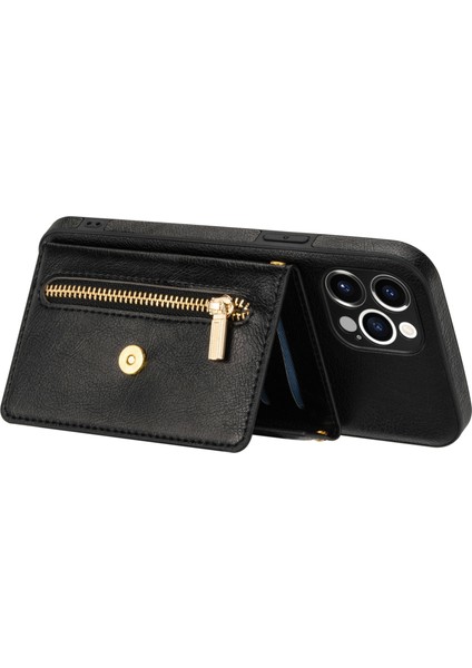 Iphone 12 Pro Kickstand Tasarım Için Zippered Cep Pu Derisi+Tpu Long Lanyard-Black ile Telefon Kılıfı (Yurt Dışından) fırsatları