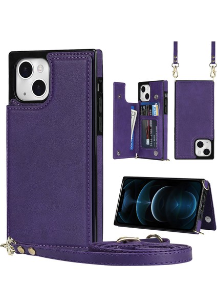 Iphone 13 Telefon Kasası Için Pratik Kickstand Rfid Engelleme Telefon Kasası Kart Tutucu 6.1 Inç-Mor ile Koruyucu Kapak Önleme Önleme Koruyucu Kapak (Yurt Dışından)