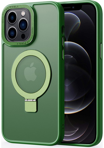 Magsafe-Green ile Uyumlu iPhone 12 Pro Max Kickstand Tpu+Pc Mat Telefon Kapağı Için Manyetik Kasa (Yurt Dışından)