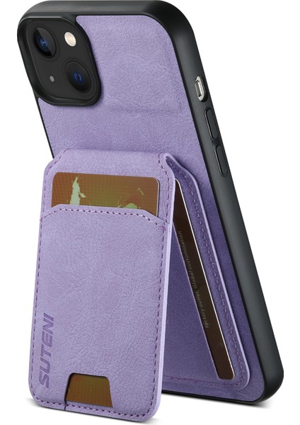 Iphone 13 Için 6.1 Inç Kasa Litchi Doku Dikey Flip Kickstand Telefon Kapak-Mor (Yurt Dışından)