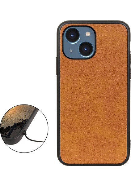 Iphone 15 Pl Pu Deri Kaplamalı Pc+Tpu Arka Kapak Cowhide Doku Telefon Koruma-Brown (Yurt Dışından)