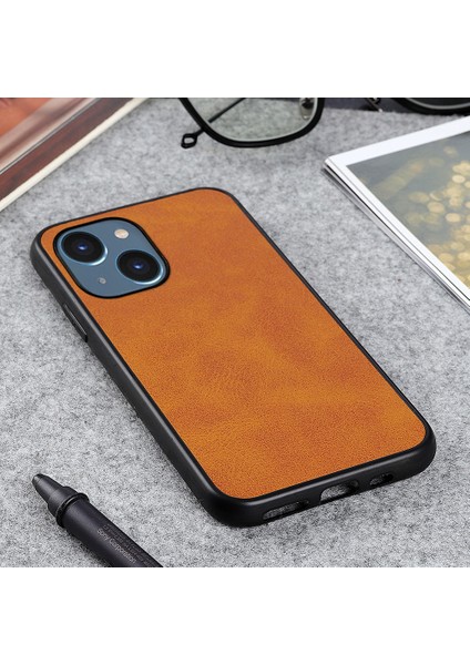 Iphone 15 Pl Pu Deri Kaplamalı Pc+Tpu Arka Kapak Cowhide Doku Telefon Koruma-Brown (Yurt Dışından)