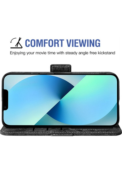 Iphone 13 Mini Telefon Kılıfı Için 5.4 Inç Su-Mürekkep Boyama Doku Pu Deri Stand Cüzdan Kapağı Dönen Kart Yuvaları Black (Yurt Dışından)
