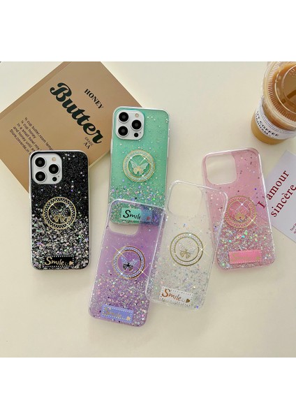 Iphone 15 Pro Case Sparkle Epoxy Smile Butterfly Tpu Cover-Green Için (Yurt Dışından) fırsatları