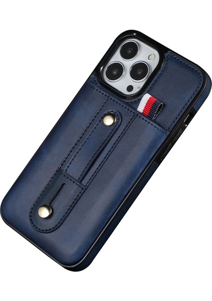 Iphone 13 Pro Max Telefon Kılıfı 6.7 Inç Handy Kavrama Telefon Kılıfı Dahili Kart Yuvası Kickstand Pu Deri Kaplamalı Tpu Telefon Kapak Mavisi (Yurt Dışından)