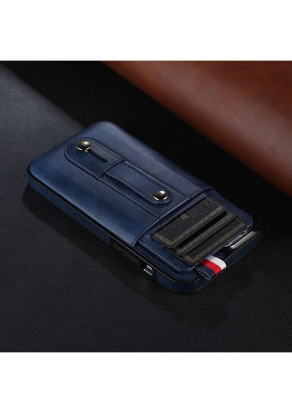 Iphone 13 Pro Max Telefon Kılıfı 6.7 Inç Handy Kavrama Telefon Kılıfı Dahili Kart Yuvası Kickstand Pu Deri Kaplamalı Tpu Telefon Kapak Mavisi (Yurt Dışından) modelleri