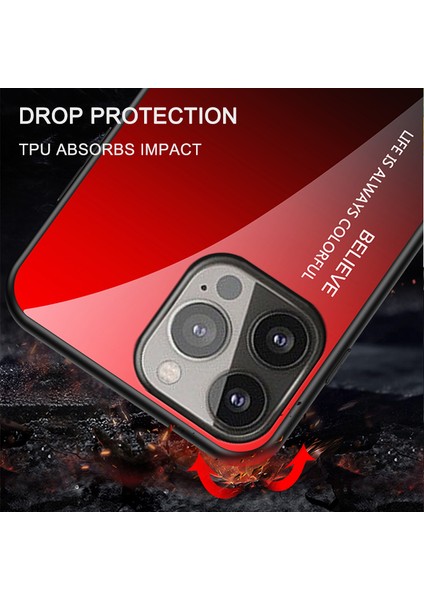 Iphone 13 Pro Telefon Kılıfı Temperlenmiş Cam Desen Için Sağlam Slip Slip Şok Geçirmez Koruyucu Kapak Kılıfı 6.1 Inç-Mavi Siyah (Yurt Dışından)