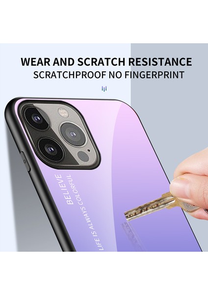 Iphone 13 Pro Telefon Kılıfı Temperlenmiş Cam Desen Için Sağlam Slip Slip Şok Geçirmez Koruyucu Kapak Kılıfı 6.1 Inç-Mavi Siyah (Yurt Dışından)