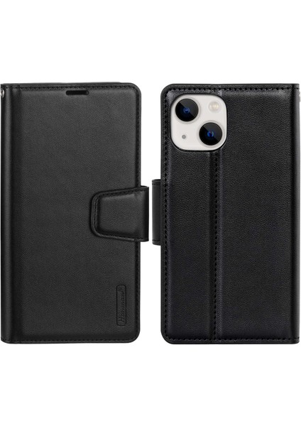Iphone 13 Mini 5.4 Inç Pu Deri Katlanabilir Stand Kılıf Damla Geçirmez Cüzdan Folio Flip Cover-Black (Yurt Dışından)