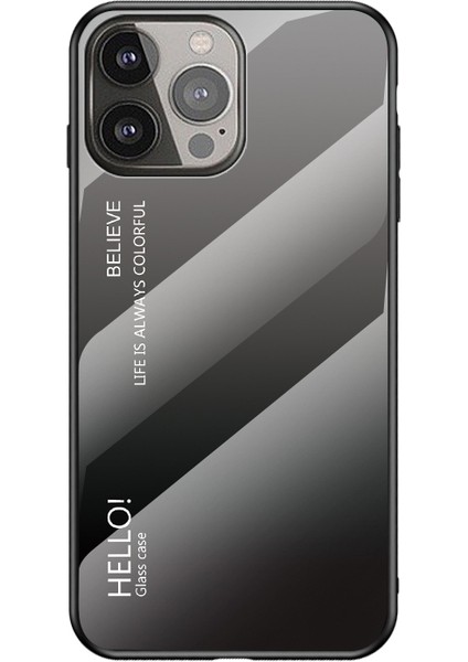Iphone 13 Pro Telefon Kılıfı Temperlenmiş Cam Desen Için Sağlam Slip Şok Geçirmez Koruyucu Kapak Kılıfı 6.1 Inç-Siyah Gri (Yurt Dışından)