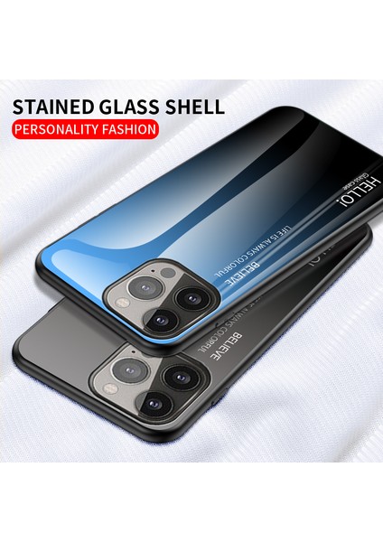 Iphone 13 Pro Telefon Kılıfı Temperlenmiş Cam Desen Için Sağlam Slip Şok Geçirmez Koruyucu Kapak Kılıfı 6.1 Inç-Siyah Gri (Yurt Dışından)
