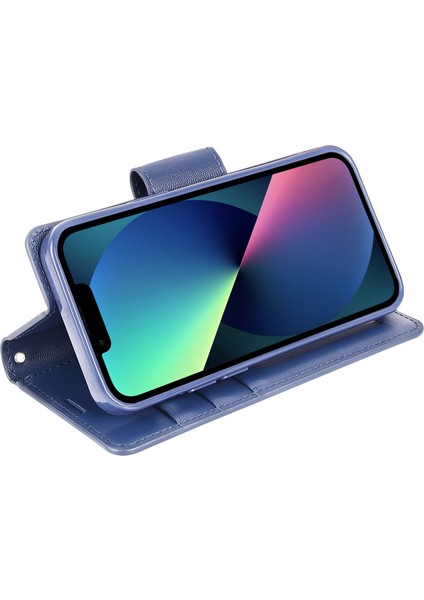 Iphone 13 Mini 5.4 Inç Pu Deri Katlanabilir Stand Kılıf Damla Geçirmez Cüzdan Folio Flip Kapak Sapfire (Yurt Dışından)
