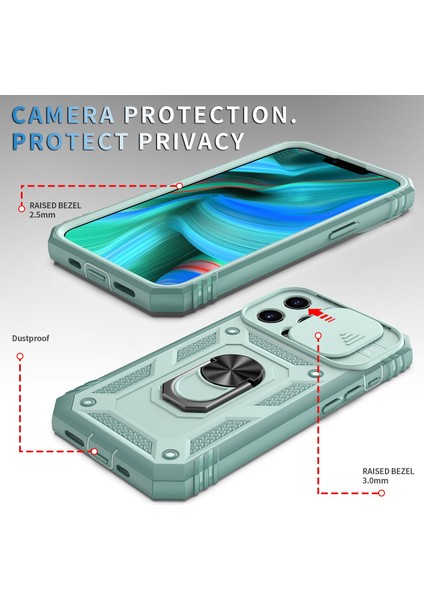 Iphone 13 Pro Telefon Kılıfı 6.1 Inç Yerleşik Kickstost Camera Cover Pc+Tpu Kart Pıhtılaşma-Yeşili ile Aşınmaya Dayanıklı Koruyucu (Yurt Dışından)