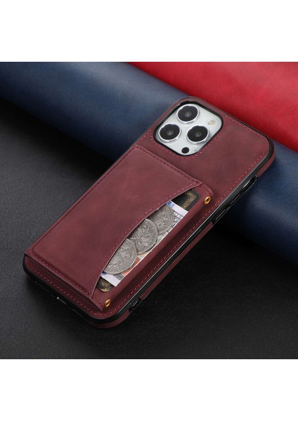 Iphone 13 Pro Max Telefon Kılıfı 6.7 Inç Cep Telefon Kılıfı Çekmeye Dayanıklı Cüzdan Tasarım Deri Kaplamalı Tpu Kapak-Kırmızı (Yurt Dışından) modelleri