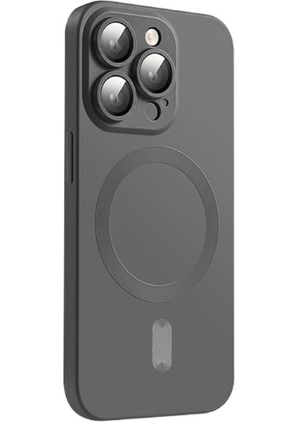 Iphone 15 Pro Max Case Matte Tpu Manyetik Telefon Kapağı Lens Film-Dark Grey (Yurt Dışından)