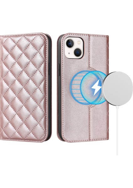 Iphone 13 Mini Telefon Kılıfı Için 5.4 Inç Rfıd Blowantıct Card Tutucu Stans Telefon Deri Kapak Magsafe-Rose Gold Ile Ilgili (Yurt Dışından)