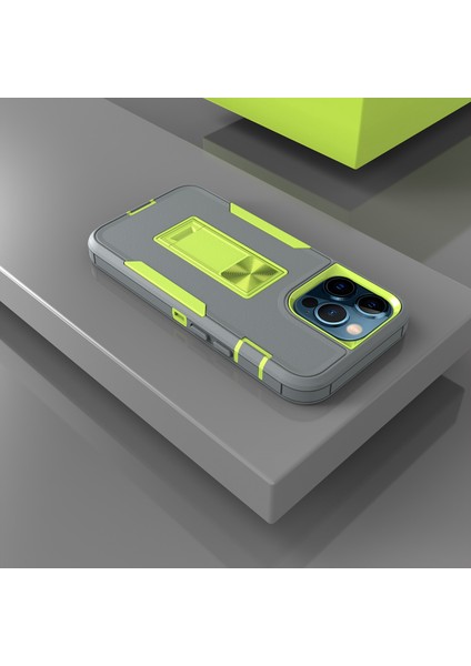 Iphone 13 Pro Telefon Kılıfı Için 6.1 Inç Şok Geçirmez Pc+Tpu Hibrit Entegre Kickstand Araba Montajı Metal Sac Case-Grey Green (Yurt Dışından) fiyatları