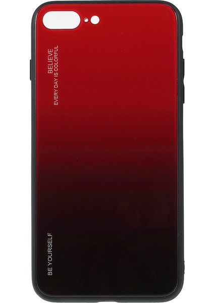 Gradyan Renk Cam+Pc+Tpu Iphone 8 Plus/7 Plus-Red/siyah Için Telefon Kılıfı (Yurt Dışından)