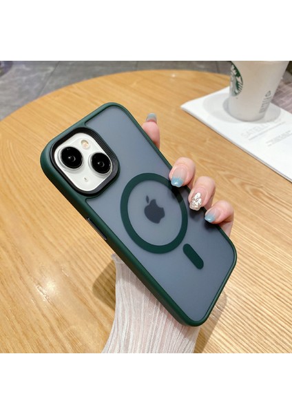 Iphone 15 Plus Case Mat Tpu+Pc Telefon Kapağı Magsafe-Green ile Uyumlu (Yurt Dışından)