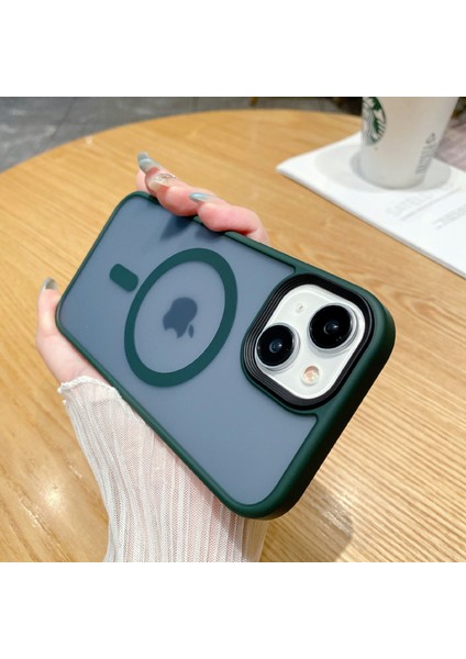 Iphone 15 Plus Case Mat Tpu+Pc Telefon Kapağı Magsafe-Green ile Uyumlu (Yurt Dışından)