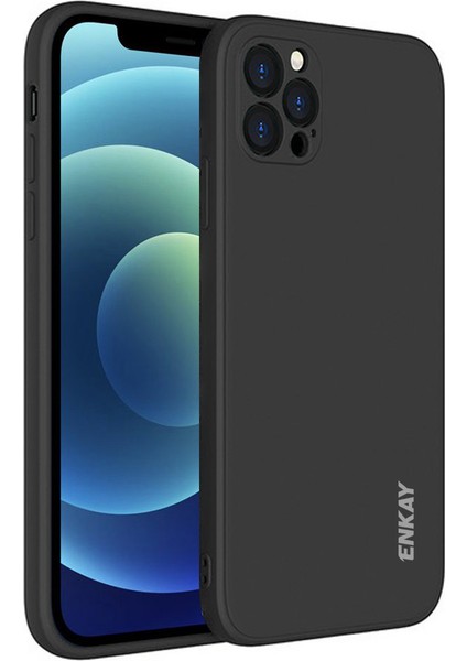 Düz Kenar Hassas Delik Yumuşak Düz Sıvı Silikon Telefon Koruyucu Kasa, iPhone 12 Pro Max-Black Için (Yurt Dışından)