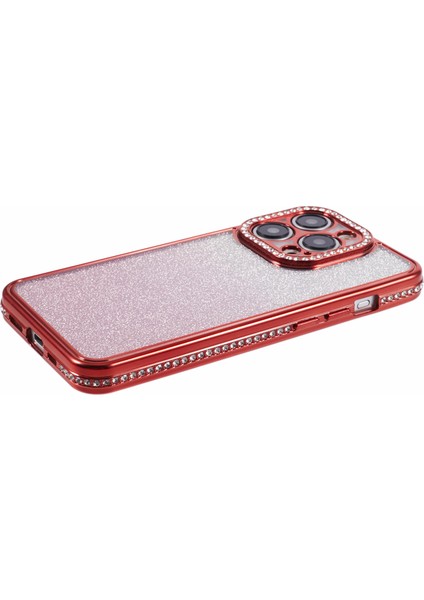 iPhone 12 Pro Için Tpu Kılıf Rhinestones Dekor Degrade Telefon Kılıfı-Kırmızı (Yurt Dışından) fırsatları