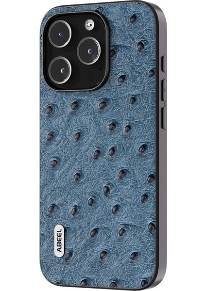 Iphone 15 Pro Maks Yüksek Doku Orijinal Inek Deri+Pc+Tpu Kapak-Mavi (Yurt Dışından)