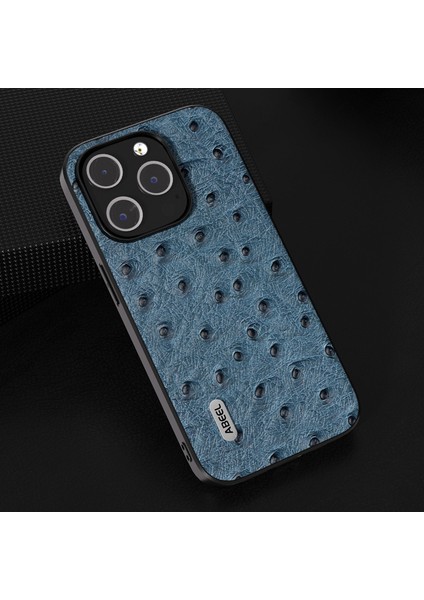 Iphone 15 Pro Maks Yüksek Doku Orijinal Inek Deri+Pc+Tpu Kapak-Mavi (Yurt Dışından)