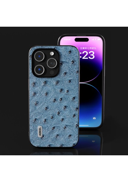 Iphone 15 Pro Maks Yüksek Doku Orijinal Inek Deri+Pc+Tpu Kapak-Mavi (Yurt Dışından)