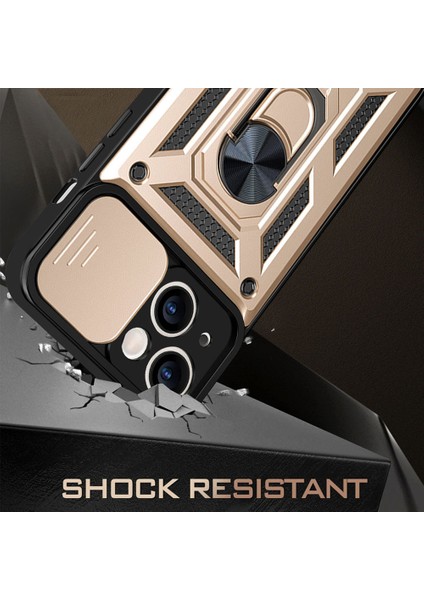 Tam Koruyucu Kamera Slayt Telefon Kasası Arka Kabuk ile iPhone 13 6.1 Inç-Altın Için Kickstand ile (Yurt Dışından) fiyatları