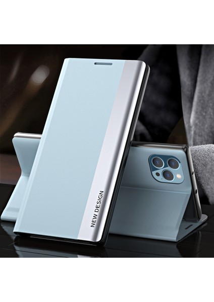 Iphone 15 Pro Max Pu Deri Elektruman Kapak Anti Drop Standı Telefon Vaka Baby Blue (Yurt Dışından) fırsatları