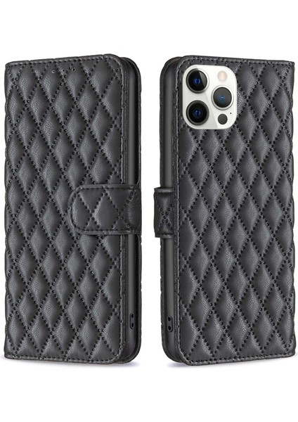 Iphone 12 Pro Max Pu Deri Mat Mat Tişört Önleyici Telefon Kapağı Stand-Black ile Şok Geçirmez Cüzdan Kılıfı (Yurt Dışından)