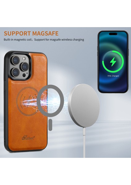 Iphone 15 Pro Max Case Için Magsafe Söndürülebilir Telefon Kapak-Khaki ile Uyumlu (Yurt Dışından) fırsatları
